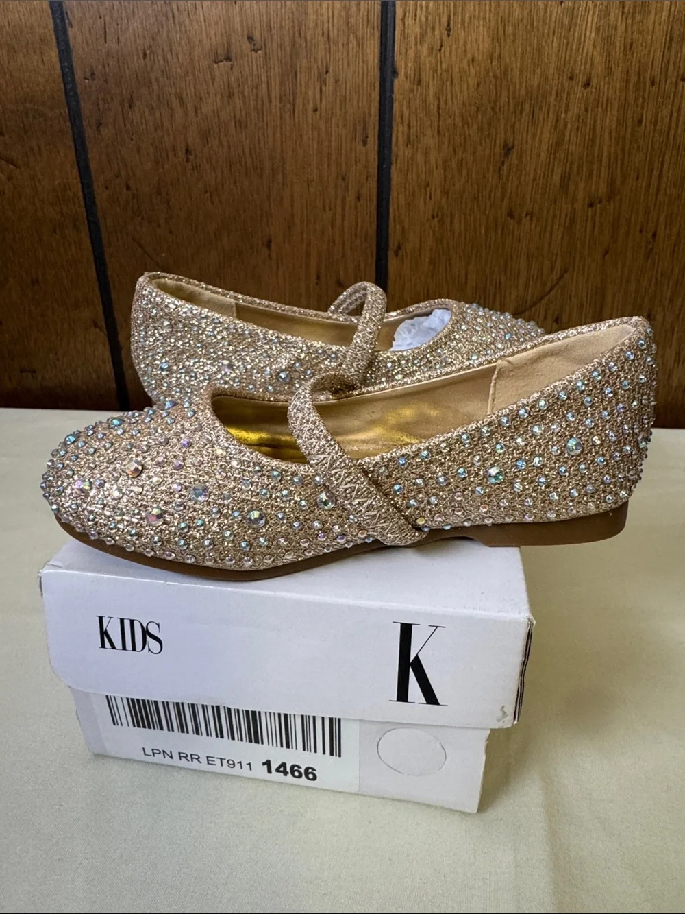 Dream Pairs Gold Glitter Mary Jane with Multicolor Rhinestones